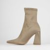 Mujer Barca | Botines Tacon Tacon 9 Cm Tejido Beige