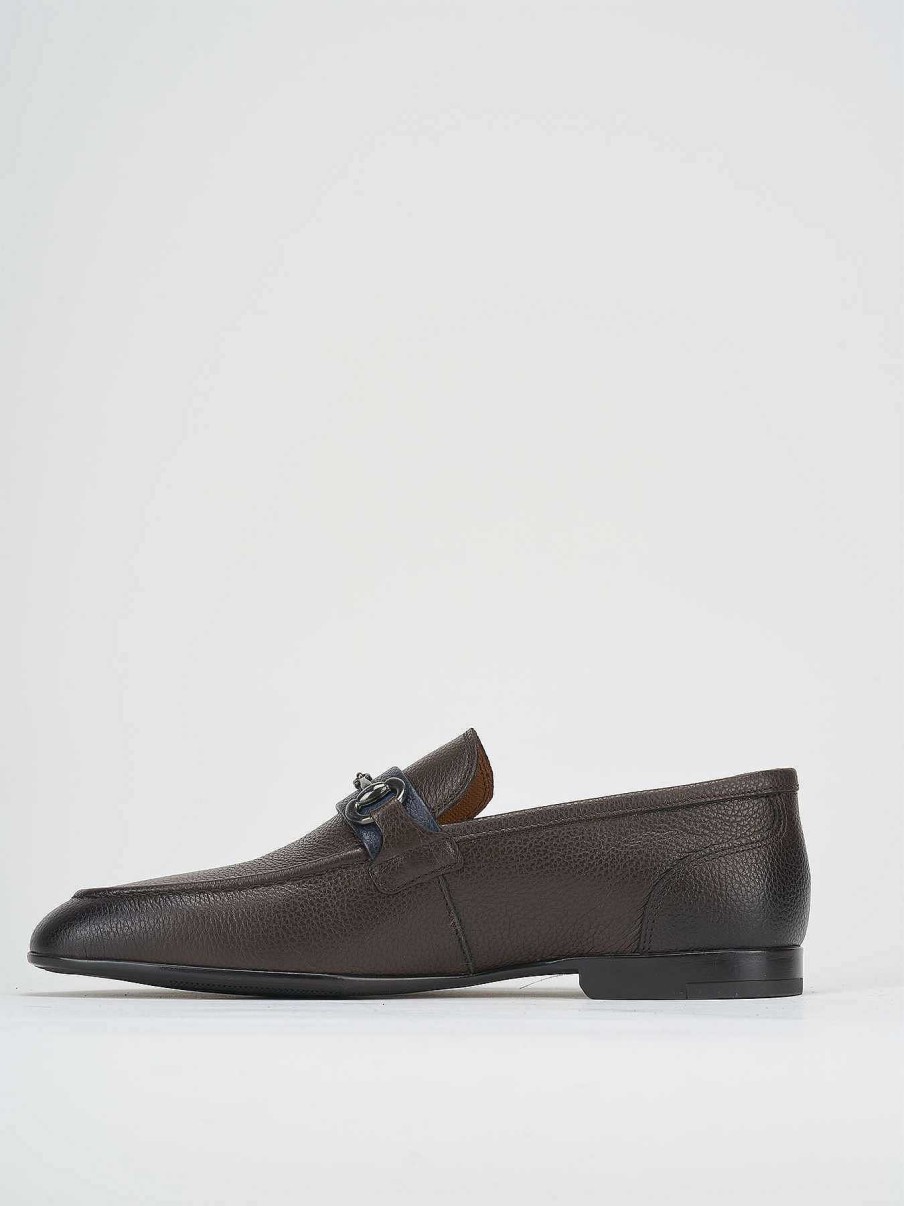 Hombre Barca | Mocasines Tacon 1 Cm Piel Marron Oscuro