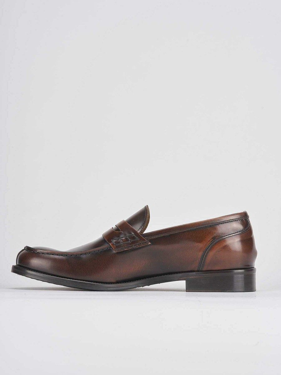 Hombre Barca | Mocasines Tacon 1 Cm Piel Marron Oscuro