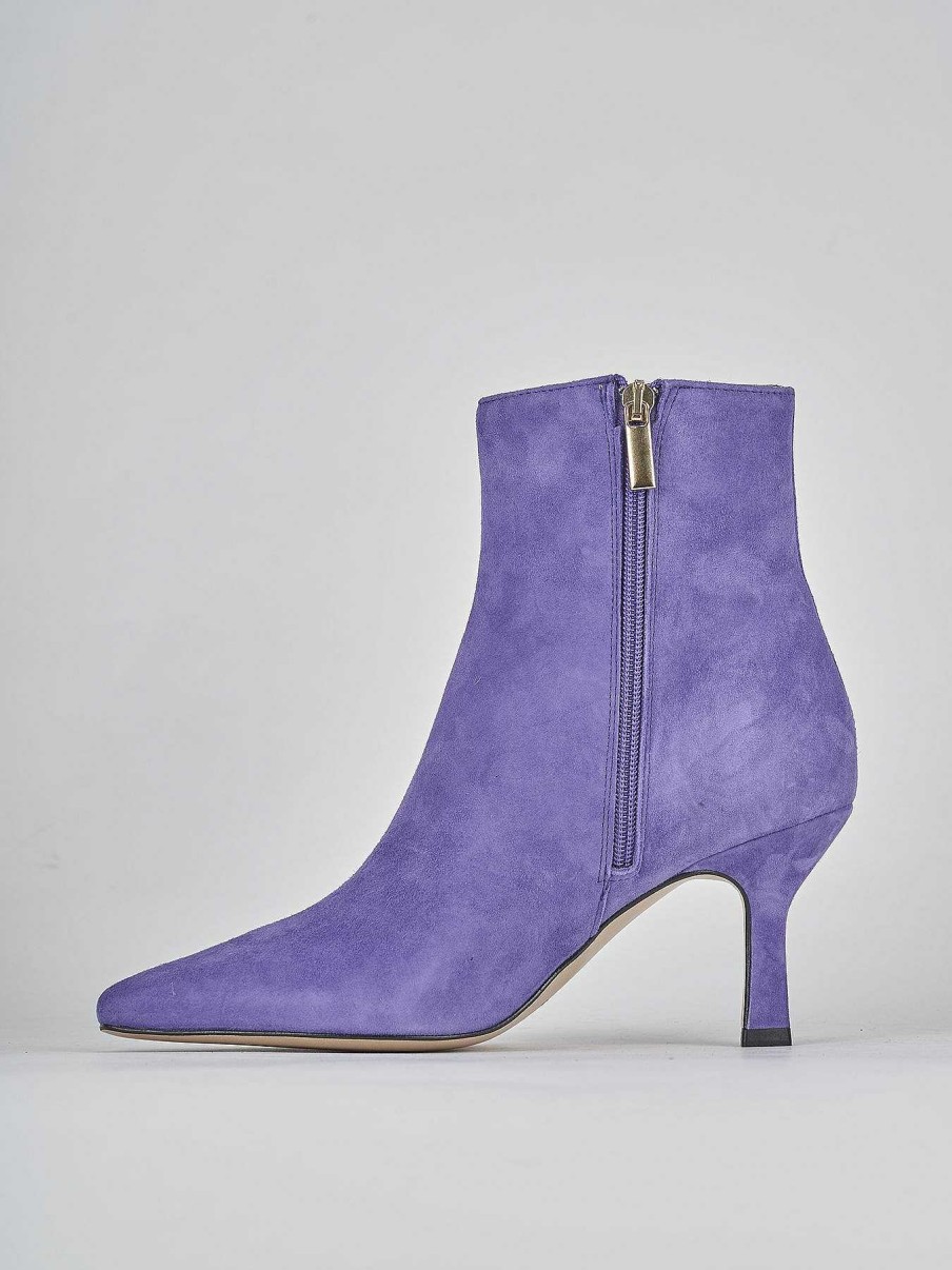 Mujer Barca | Botines Tacon Tacon 7 Cm Ante Violeta