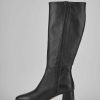 Mujer Barca | Botas De Tacon Tacon 6 Cm Cuero Negro