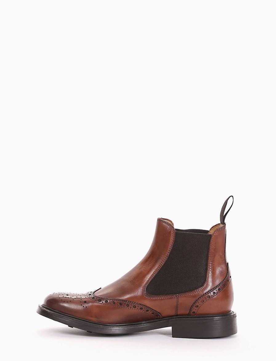 Hombre Barca | Botines Tacon 2 Cm Piel Marron