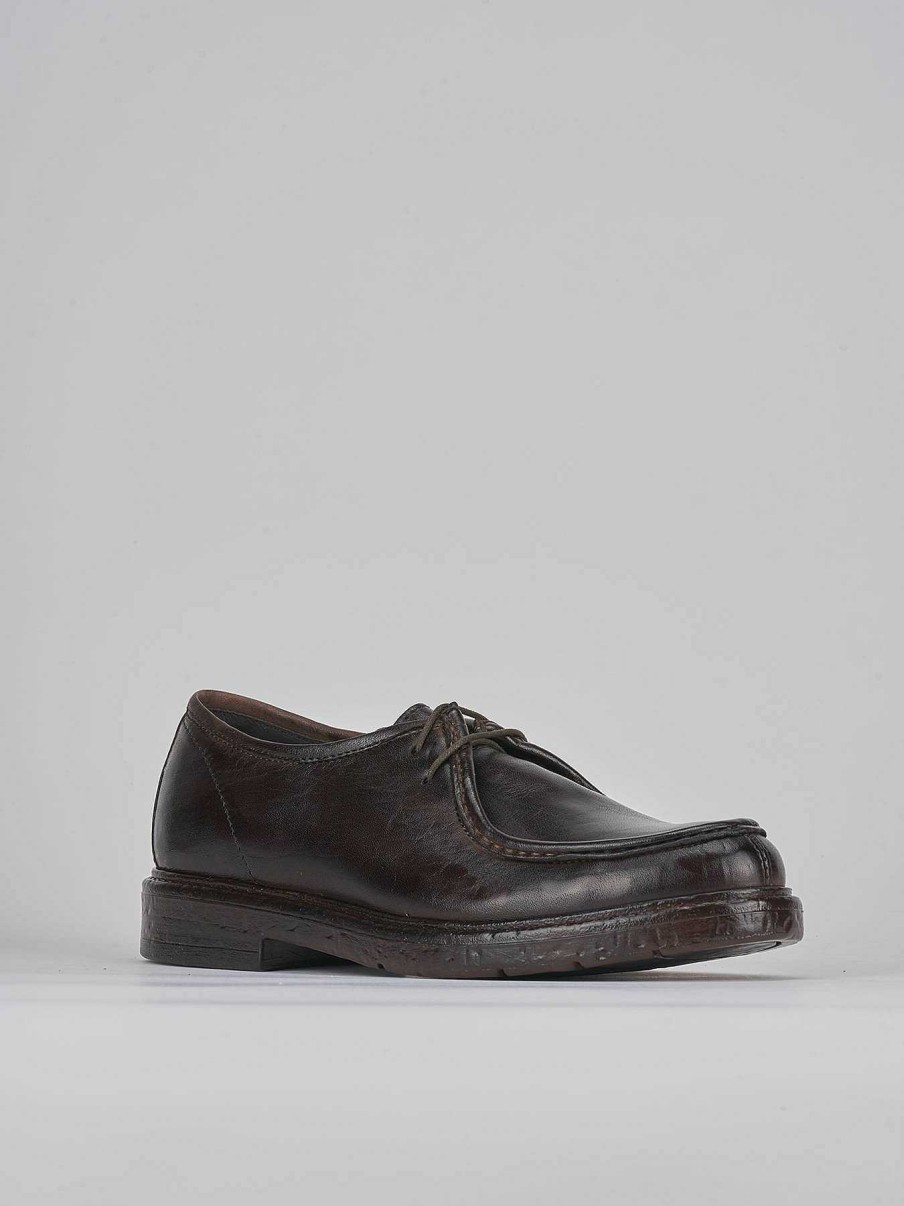 Hombre Barca | Zapatos Con Cordones Piel Marron Oscuro