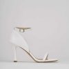 Mujer Barca | Sandalias Tacon Tacon 7 Cm Piel Blanca.