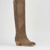 Mujer Barca | Botas Tacon Bajo Tacon 4 Cm Ante Beige