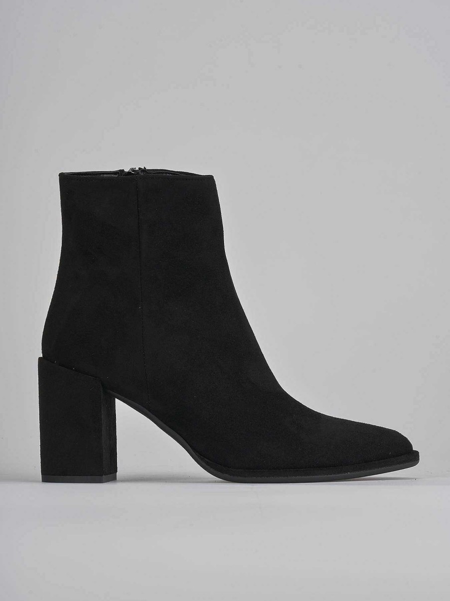 Mujer Barca | Botines De Tacon Alto Tacon 8 Cm Ante Negro