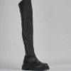 Mujer Barca | Botas Tacon Bajo Tacon 2 Cm Piel Negra