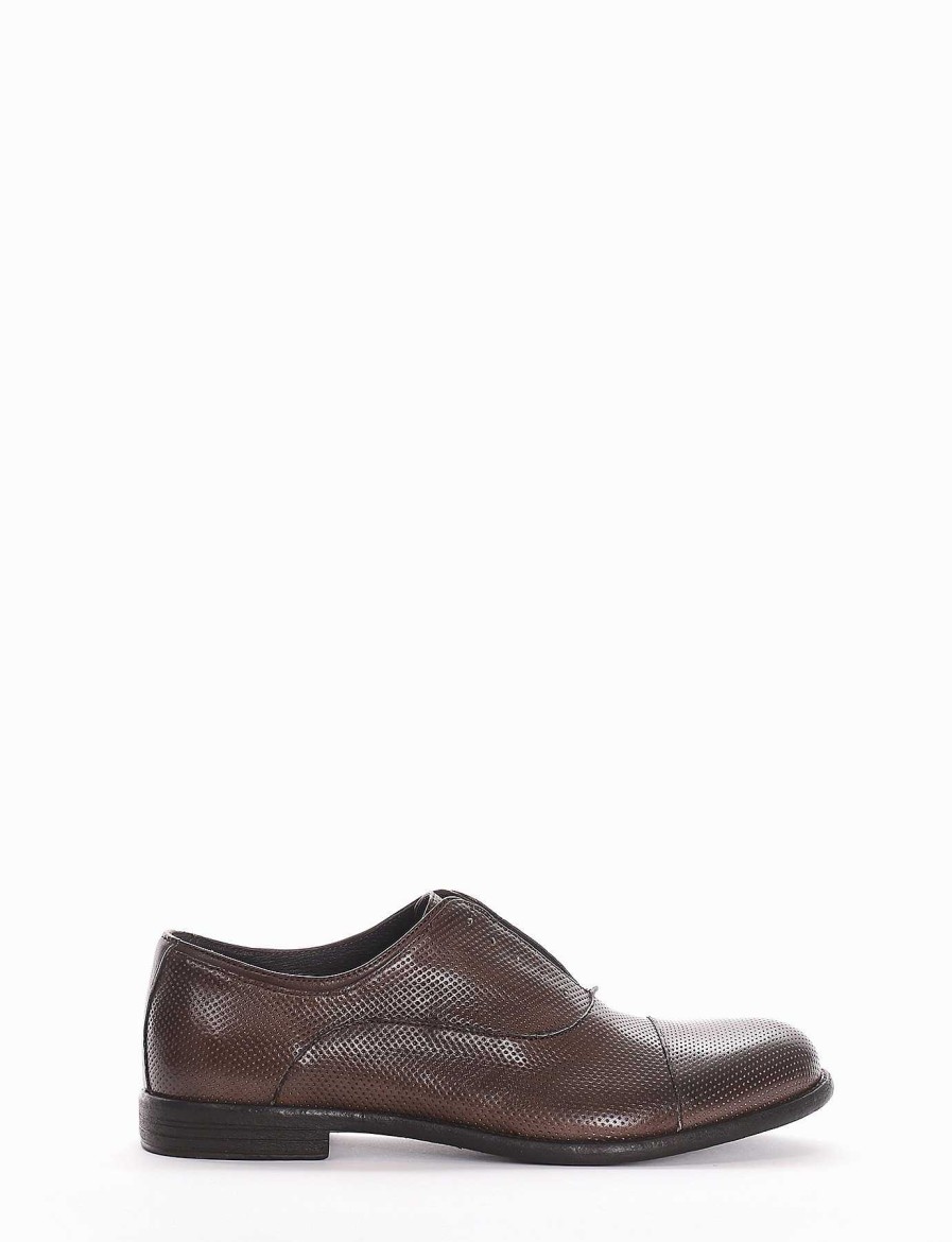 Hombre Barca | Zapatos Con Cordones Tacon 2 Cm Piel Marron Oscuro