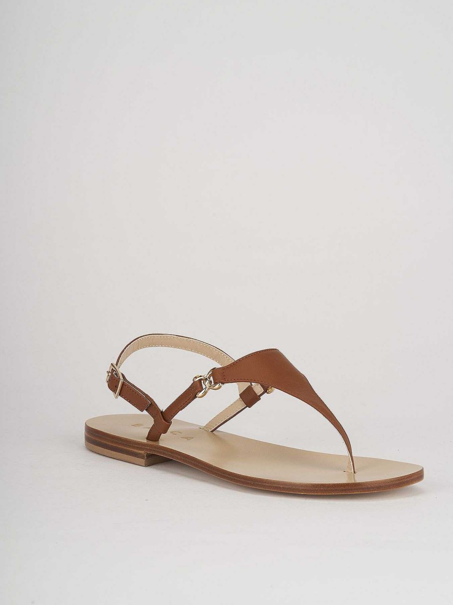 Mujer Barca | Chanclas Tacon 1 Cm Piel Marron