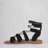 Mujer Barca | Sandalias Tacon Bajo Tacon 1 Cm Ante Negro