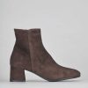 Mujer Barca | Botines Tacon Tacon 6 Cm Ante Marron Oscuro