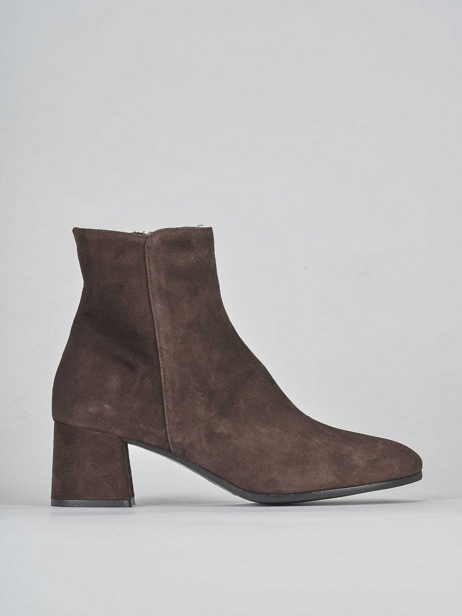 Mujer Barca | Botines Tacon Tacon 6 Cm Ante Marron Oscuro