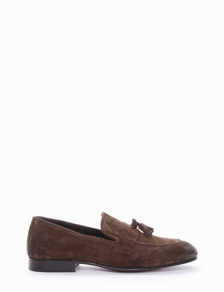 Hombre Barca | Mocasines Tacon 2 Cm Gamuza Marron