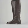 Mujer Barca | Botas Tacon Bajo Tacon 2 Cm Piel Marron Oscuro