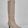 Mujer Barca | Botas Tacon Tacon 5 Cm Piel Beige