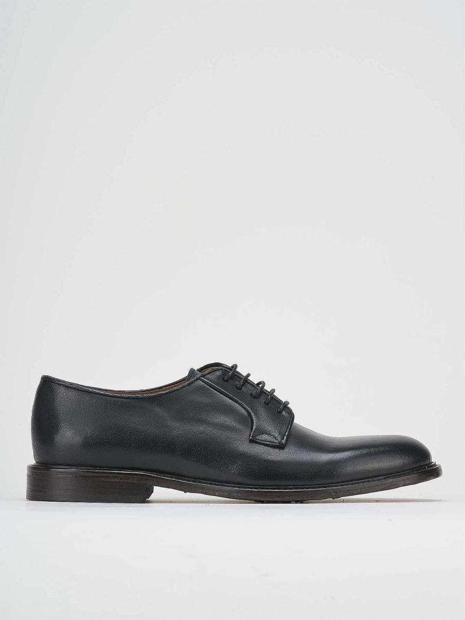 Hombre Barca | Zapatos Con Cordones Tacon 1 Cm Piel Negro