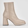 Mujer Barca | Botines Tacon Tacon 8 Cm Piel Beige