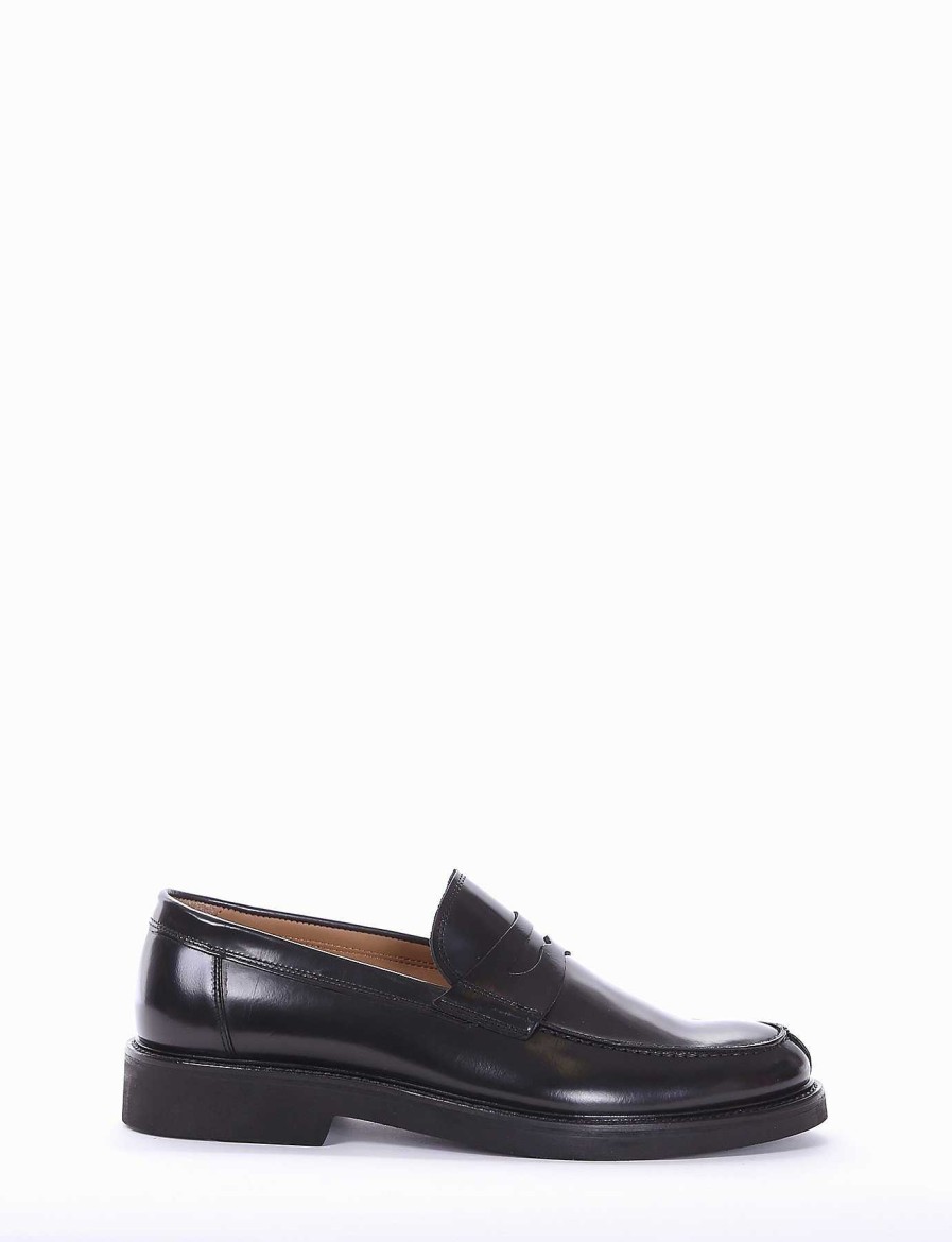 Hombre Barca | Mocasines Tacon 2 Cm Negro Cepillado