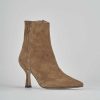 Mujer Barca | Botines Tacon Tacon 7 Cm Ante Marron