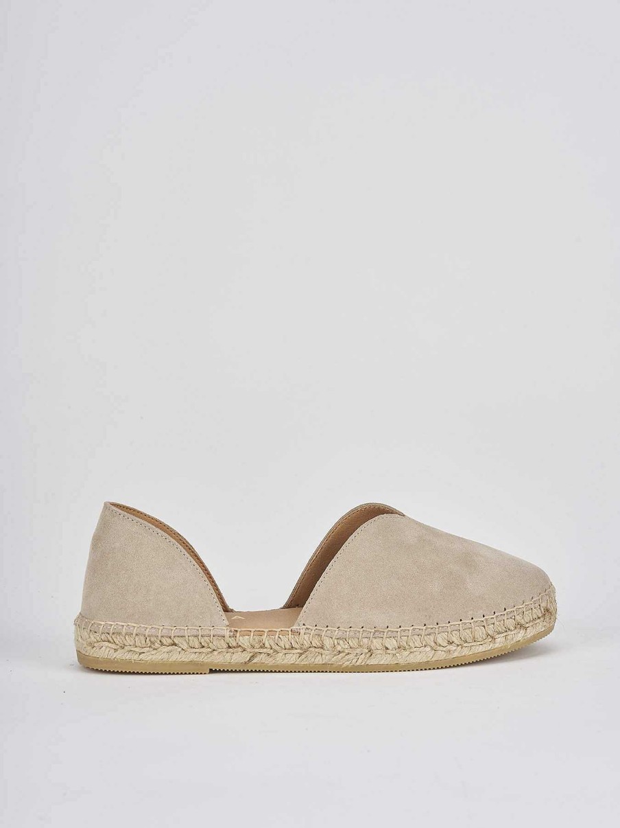 Mujer Barca | Alpargatas Tacon 2 Cm Ante Beige