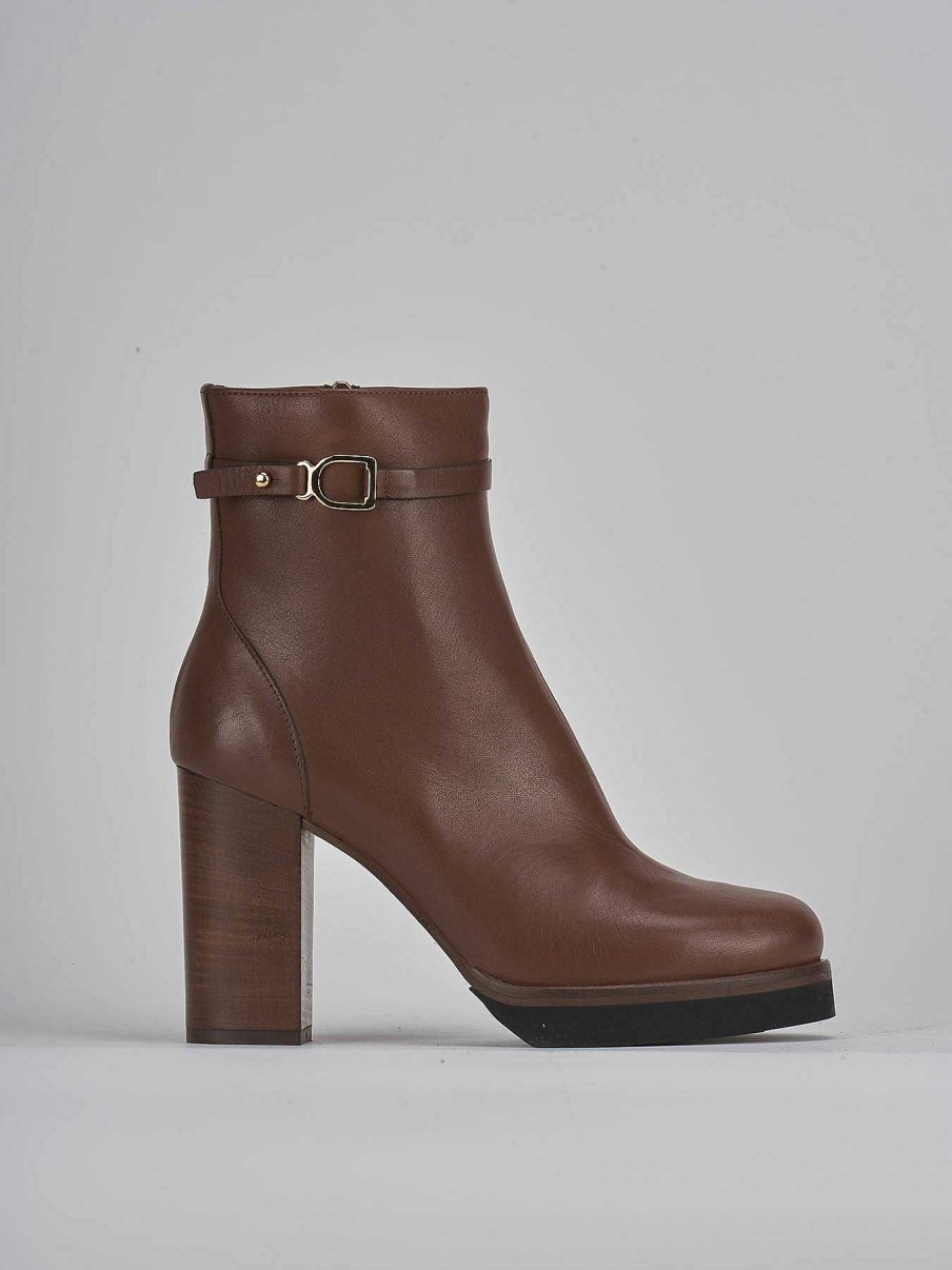 Mujer Barca | Botines Tacon Tacon 10 Cm Piel Marron