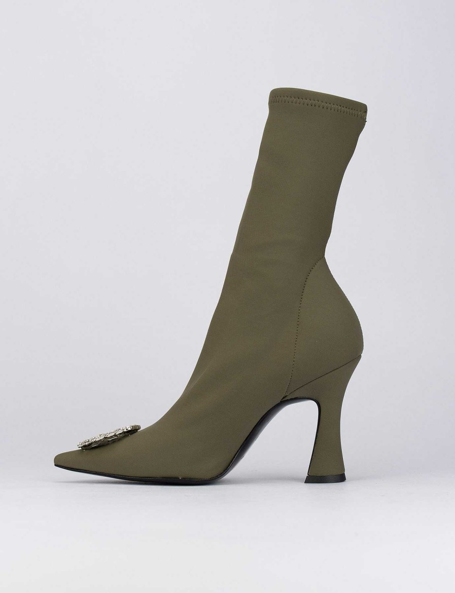 Mujer Barca | Botines Tacon Tacon 9 Cm Licra Verde