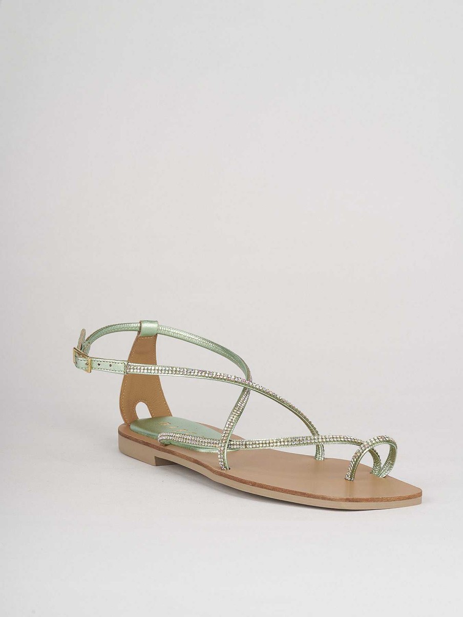 Mujer Barca | Sandalias Tacon Bajo Tacon 1 Cm Piel Verde