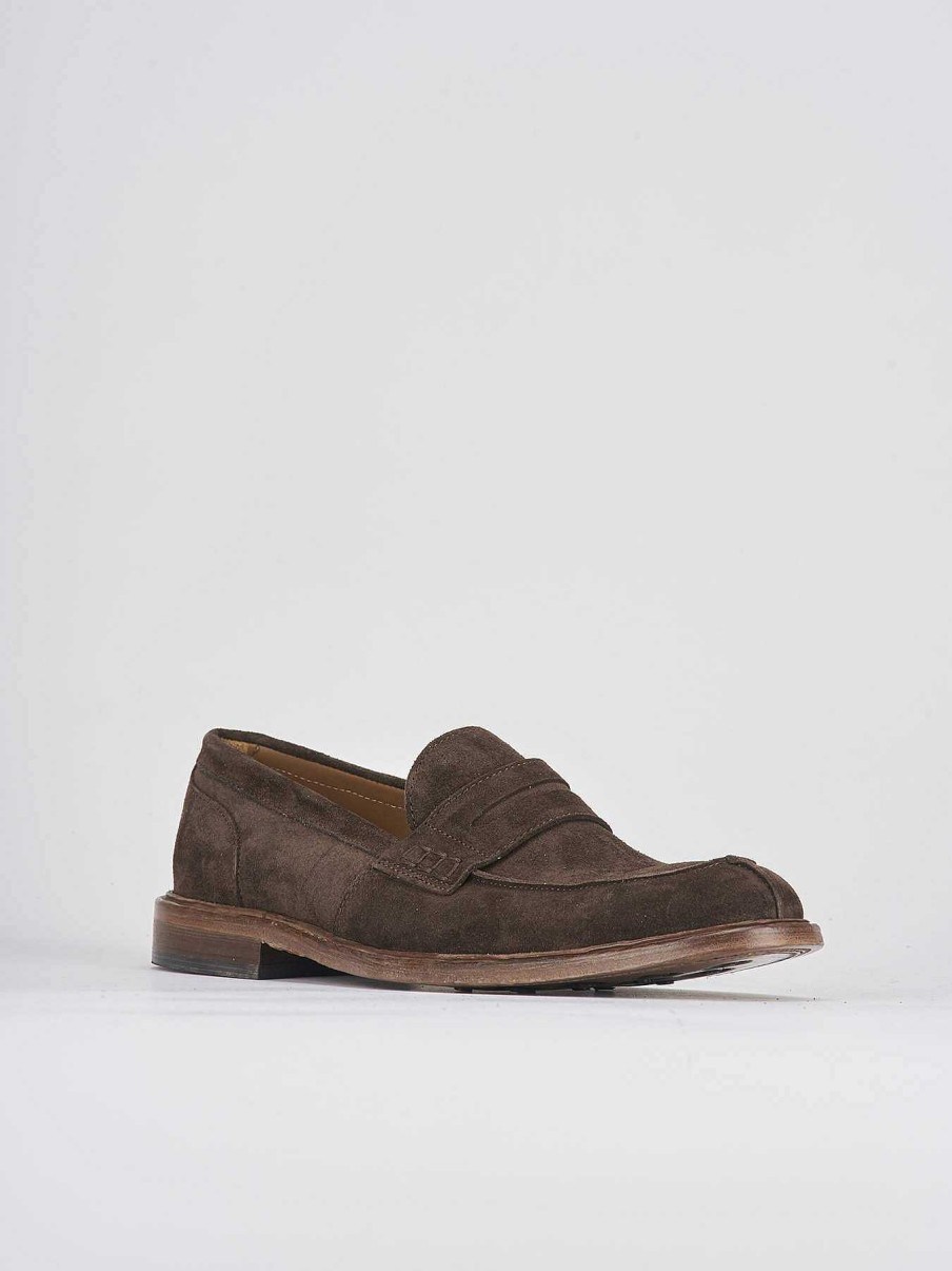 Hombre Barca | Mocasin Tacon 1 Cm Ante Marron Oscuro.