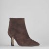 Mujer Barca | Botines Tacon Tacon 7 Cm Ante Marron Oscuro