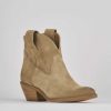 Mujer Barca | Botines Tacon Bajo Tacon 4 Cm Ante Beige