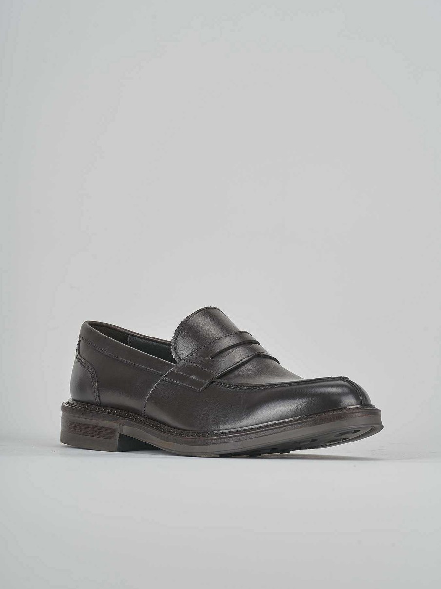 Hombre Barca | Mocasines Piel Marron Oscuro