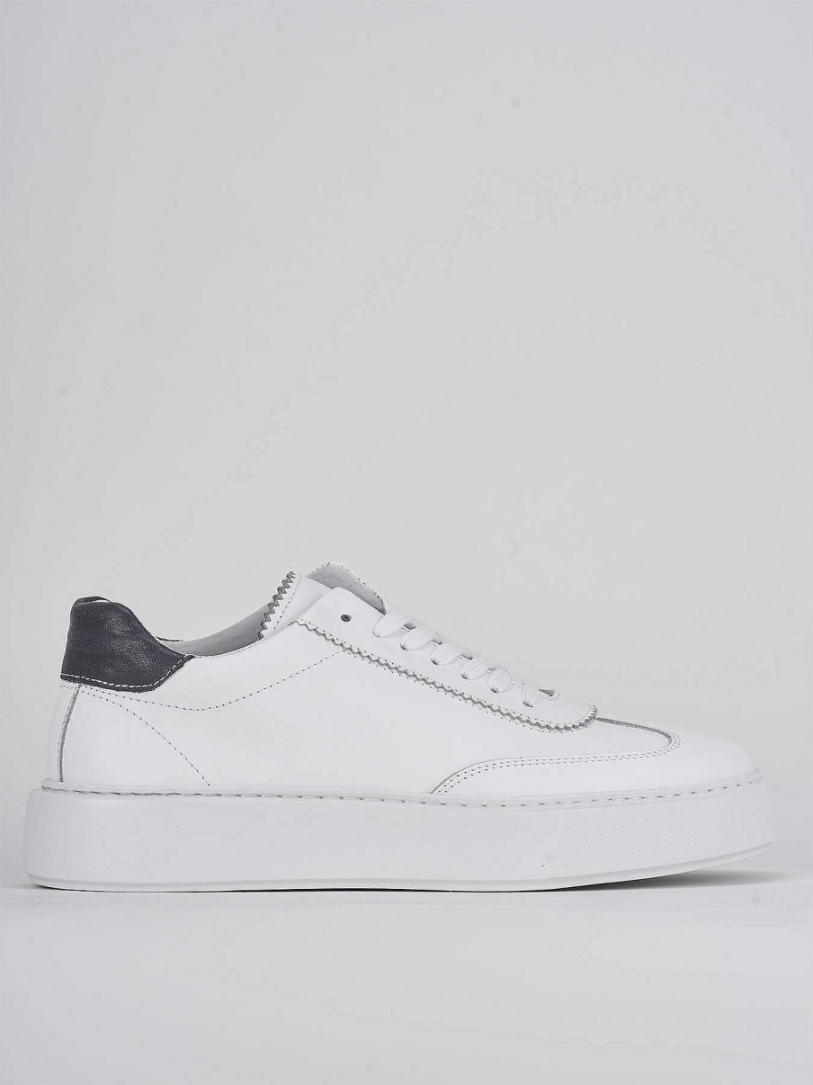 Hombre Barca | Zapatillas Tacon 1 Cm Piel Blanca.