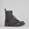 Hombre Barca | Botas Militares Tacon 1 Cm Piel Marron Oscuro