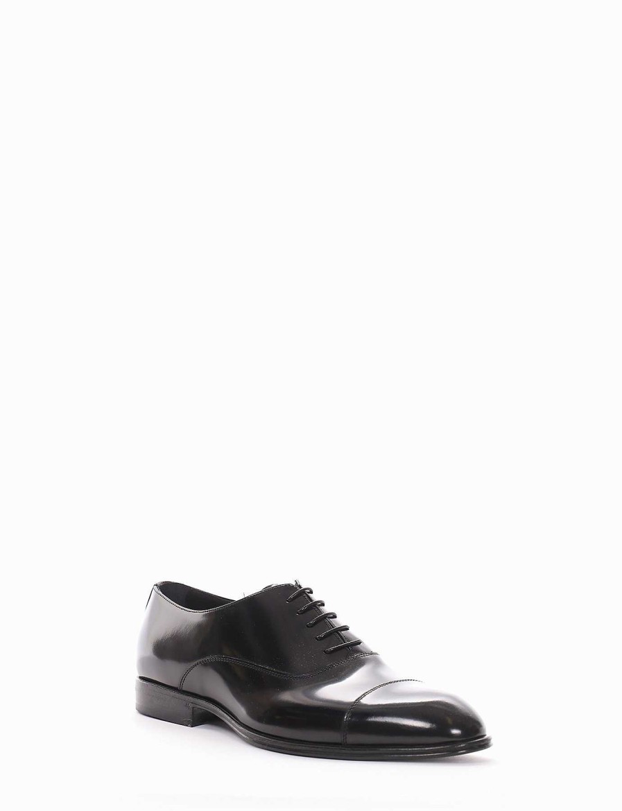 Hombre Barca | Zapatos Con Cordones Tacon 2 Cm Negro Cepillado