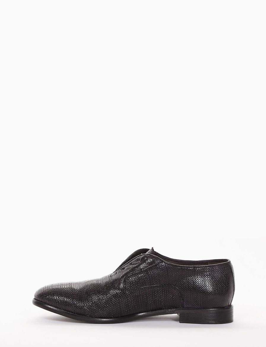 Hombre Barca | Zapatos Con Cordones Tacon 2 Cm Piel Negro