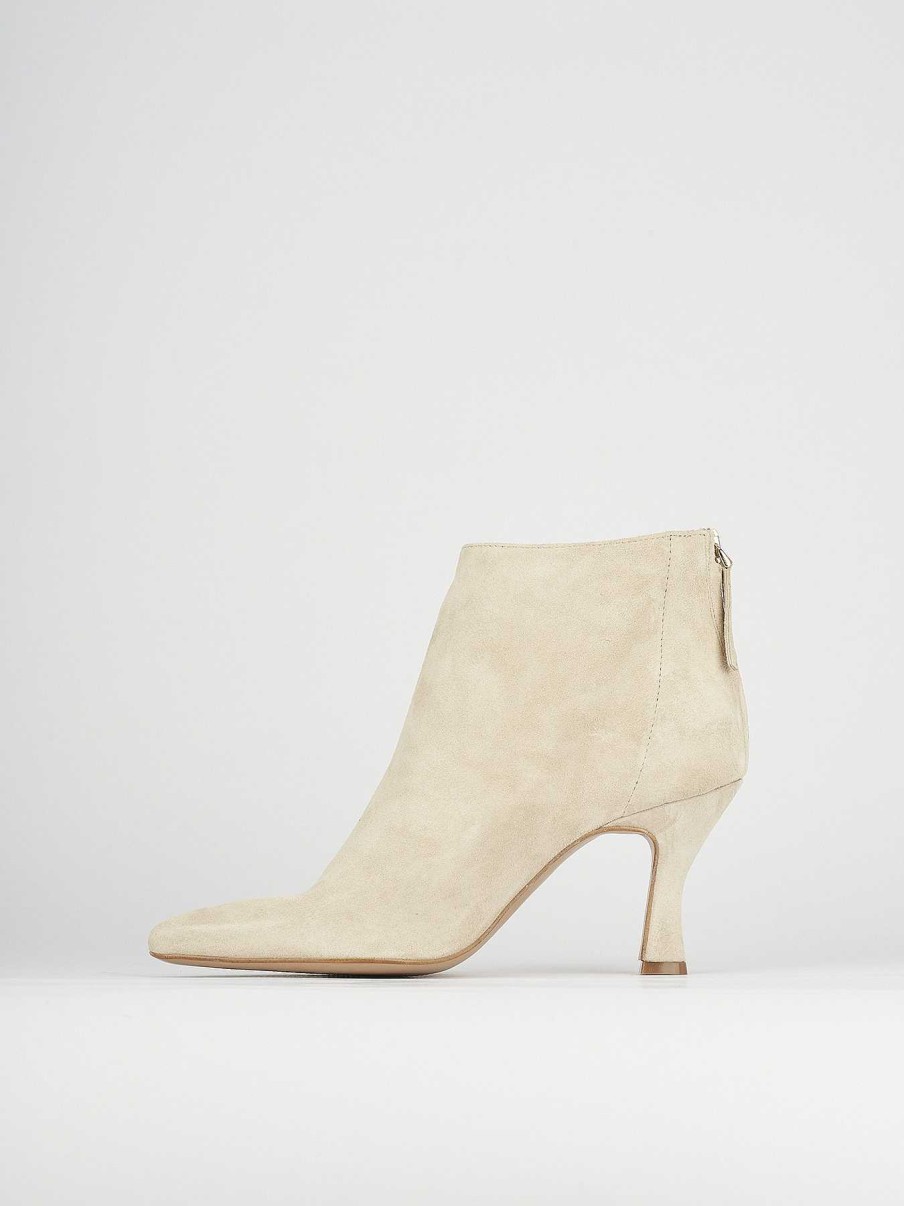 Mujer Barca | Botines Tacon Tacon 5 Cm Gamuza Beige