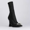 Mujer Barca | Botines Tacon Tacon 9 Cm Piel Negro