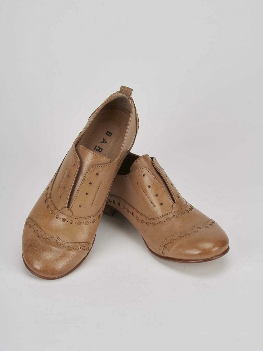 Mujer Barca | Zapatos Con Cordones Tacon 1 Cm Piel Beige