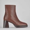 Mujer Barca | Botines Tacon Tacon 6 Cm Piel Marron