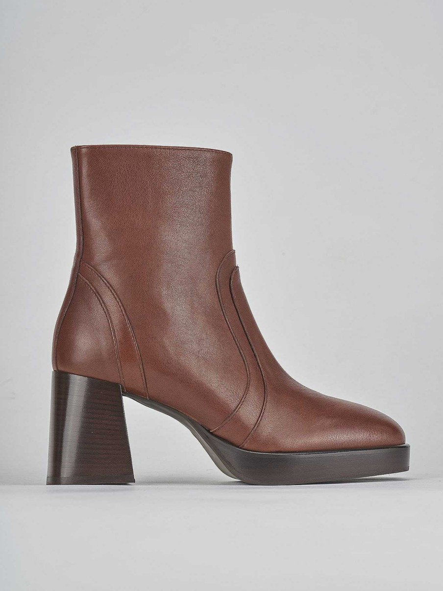 Mujer Barca | Botines Tacon Tacon 6 Cm Piel Marron