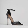 Mujer Barca | Sandalias De Tacon Tacon 11 Cm Cuero Negro