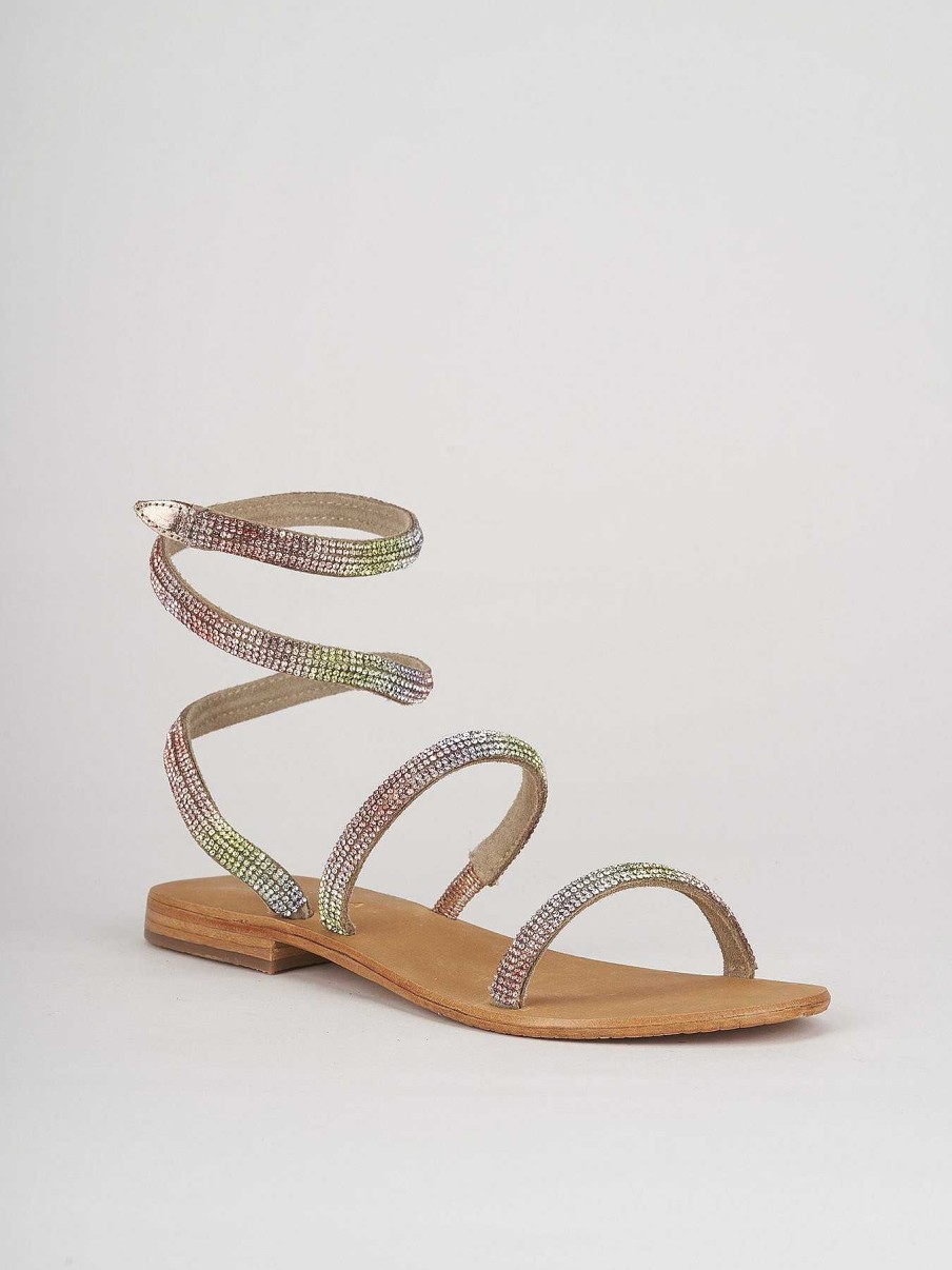 Mujer Barca | Sandalias Tacon Bajo Tacon 1 Cm Piel Multicolor