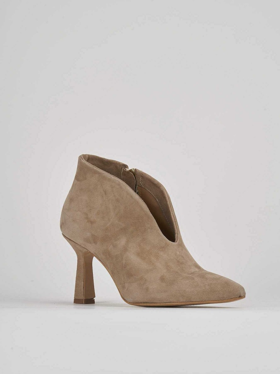 Mujer Barca | Botines Tacon Tacon 6 Cm Ante Beige