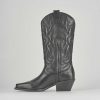 Mujer Barca | Botas Tacon Bajo Tacon 3 Cm Piel Negra