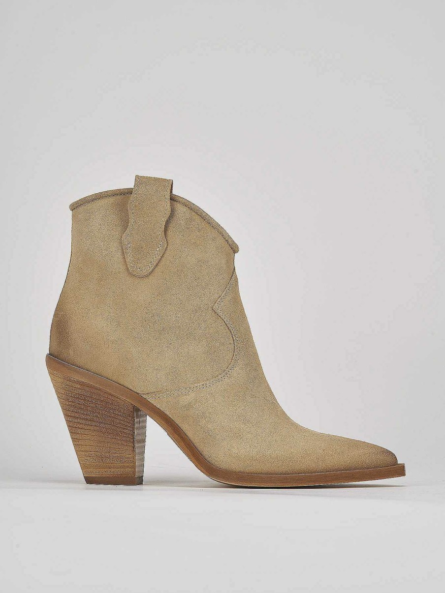 Mujer Barca | Botines Tacon Tacon 7 Cm Ante Beige