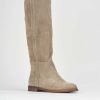 Mujer Barca | Botas Tacon Bajo Tacon 1 Cm Ante Beige