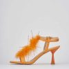 Mujer Barca | Sandalias De Tacon Tacon 7 Cm Piel Naranja