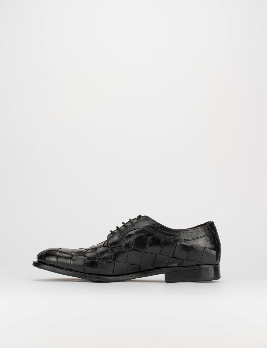 Hombre Barca | Zapatos Con Cordones Tacon 1 Cm Piel Negro