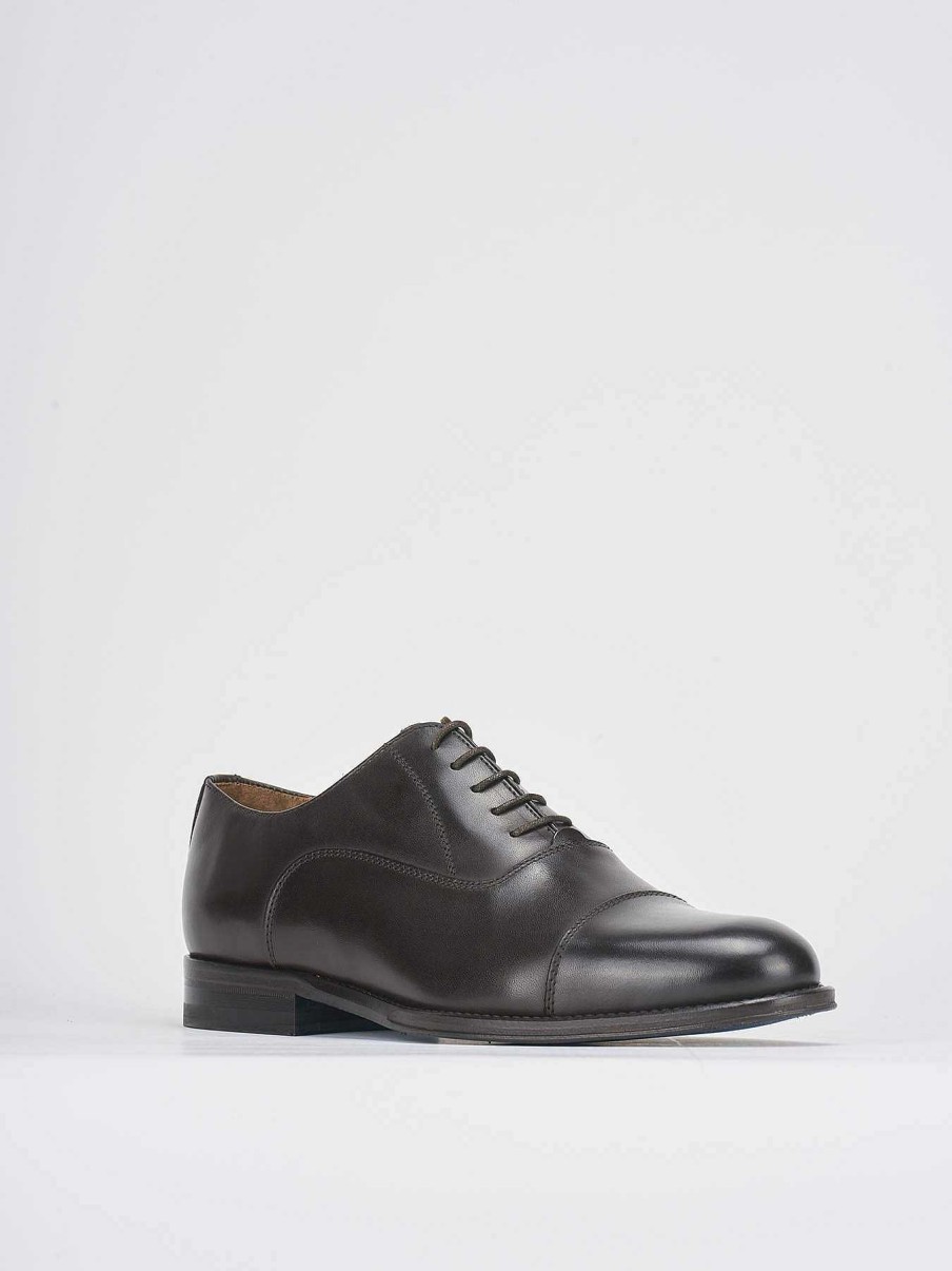 Hombre Barca | Zapatos Con Cordones Tacon 1 Cm Piel Marron Oscuro