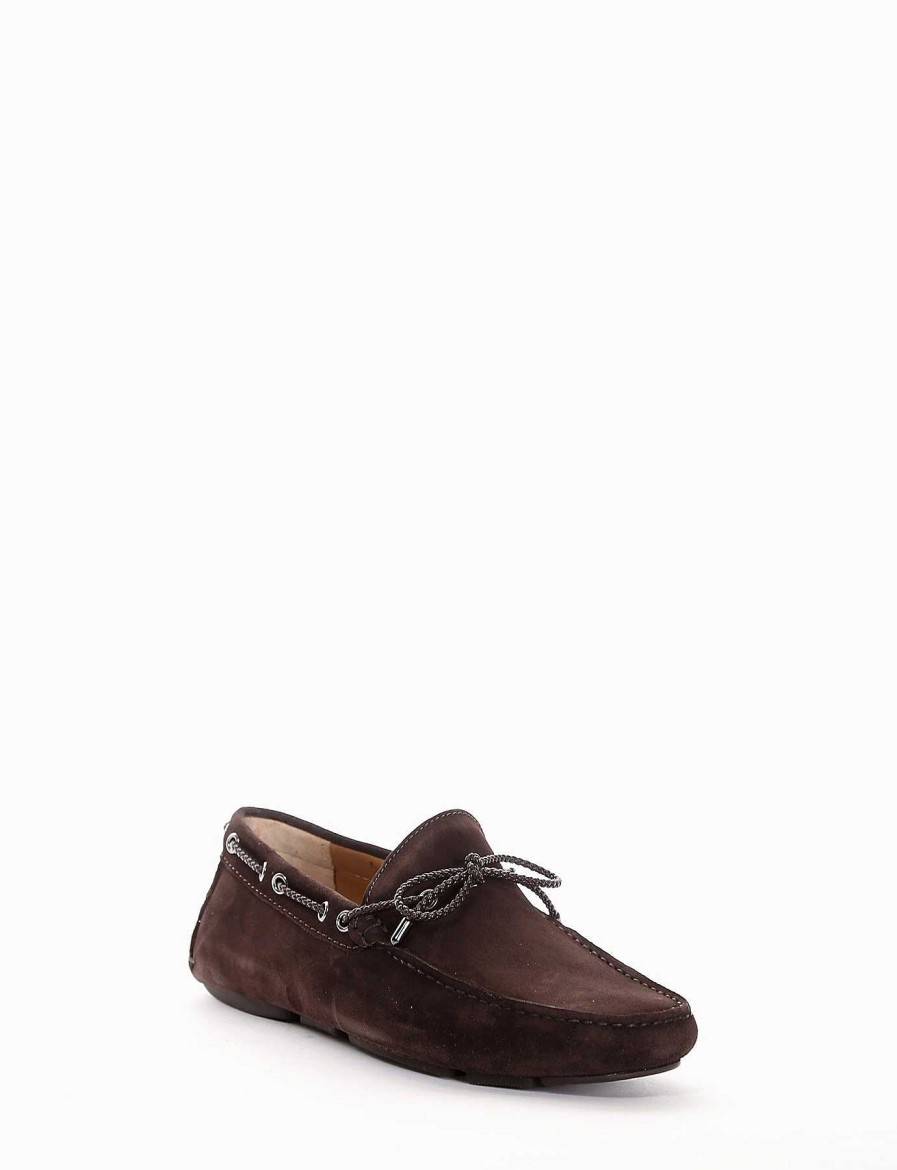 Hombre Barca | Mocasin Gamuza Marron Oscuro